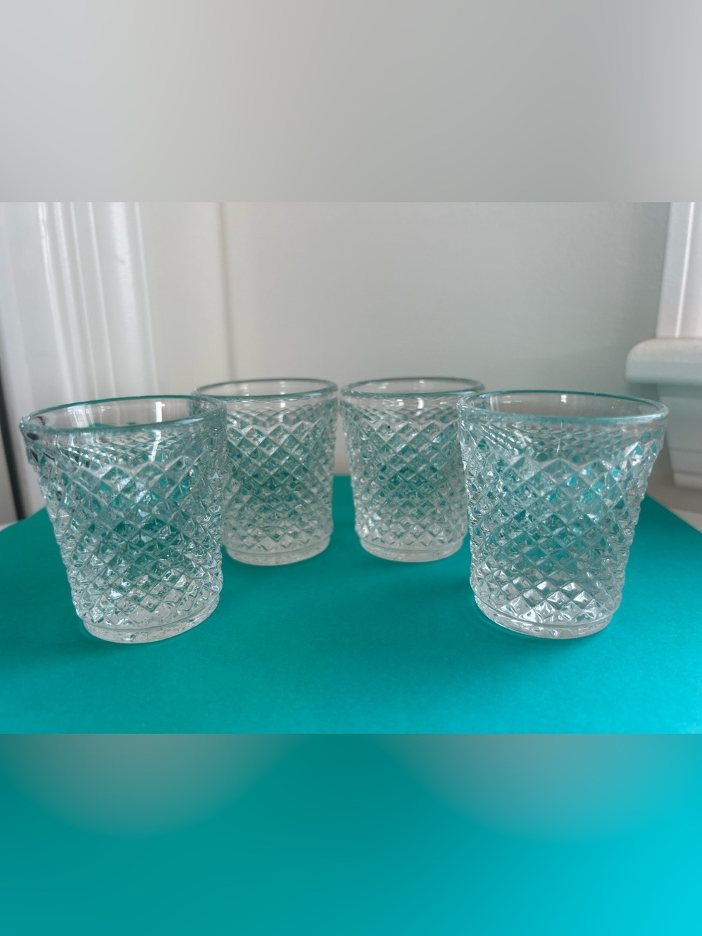 Indiana glass “diamond cut” pattern mini / shot glasses set of 4